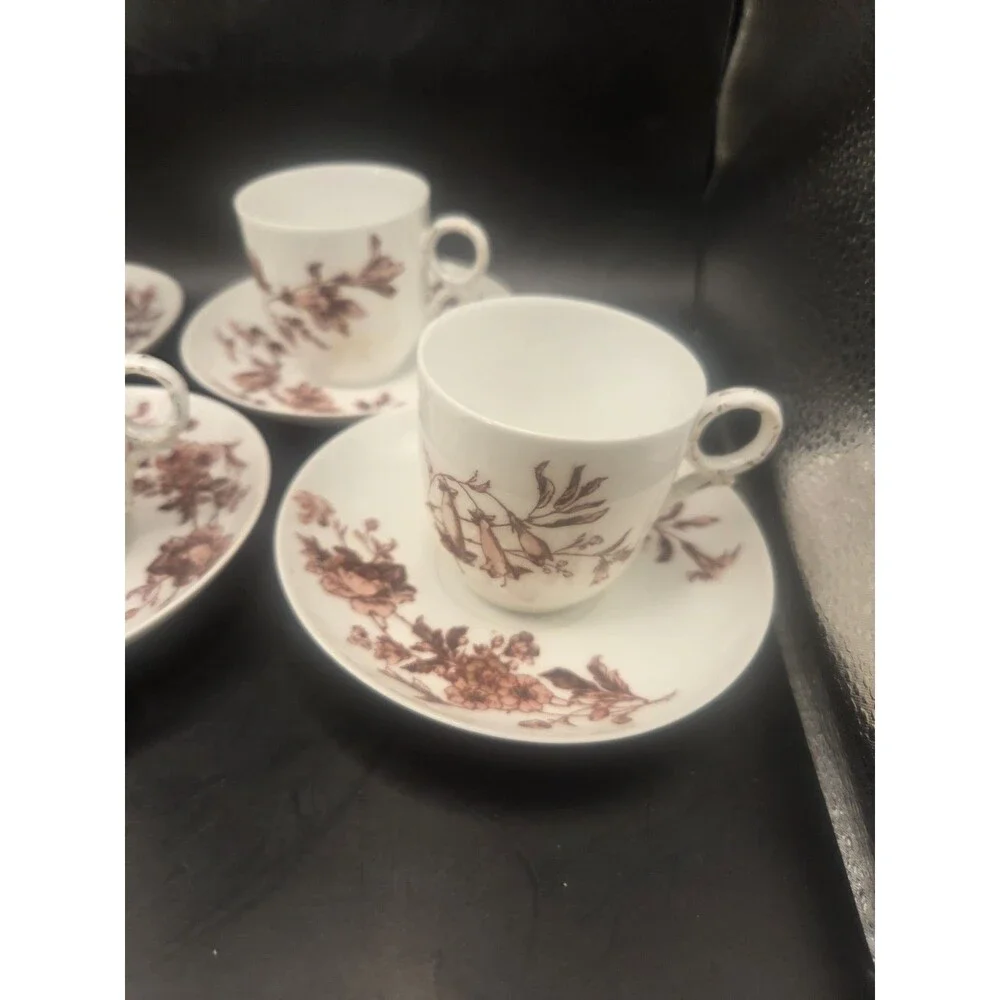 Antique Theodore Haviland Limoges France Set of 5 Demitasse Cups  Saucers Floral
